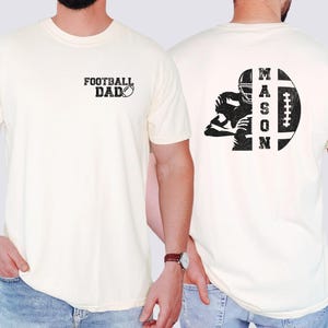 Custom Football Dad Comfort Colors® Shirt, Personalized Football Dad Tee, Football Season, Game Day Shirt, Custom Name Football Gift for Dad