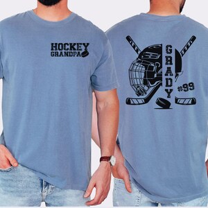 Custom Hockey Grandpa Shirt, Personalized Hockey Papa Tee, Hockey Season, Hockey Gameday, Custom Name and Number, Hockey Gift for Papa