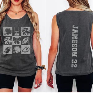 Comfort Colors® Football Cheer Tank Top, Football and Cheering Mom, Custom Women&#39;s Football Cheer Tank, Football Season, Football Gameday