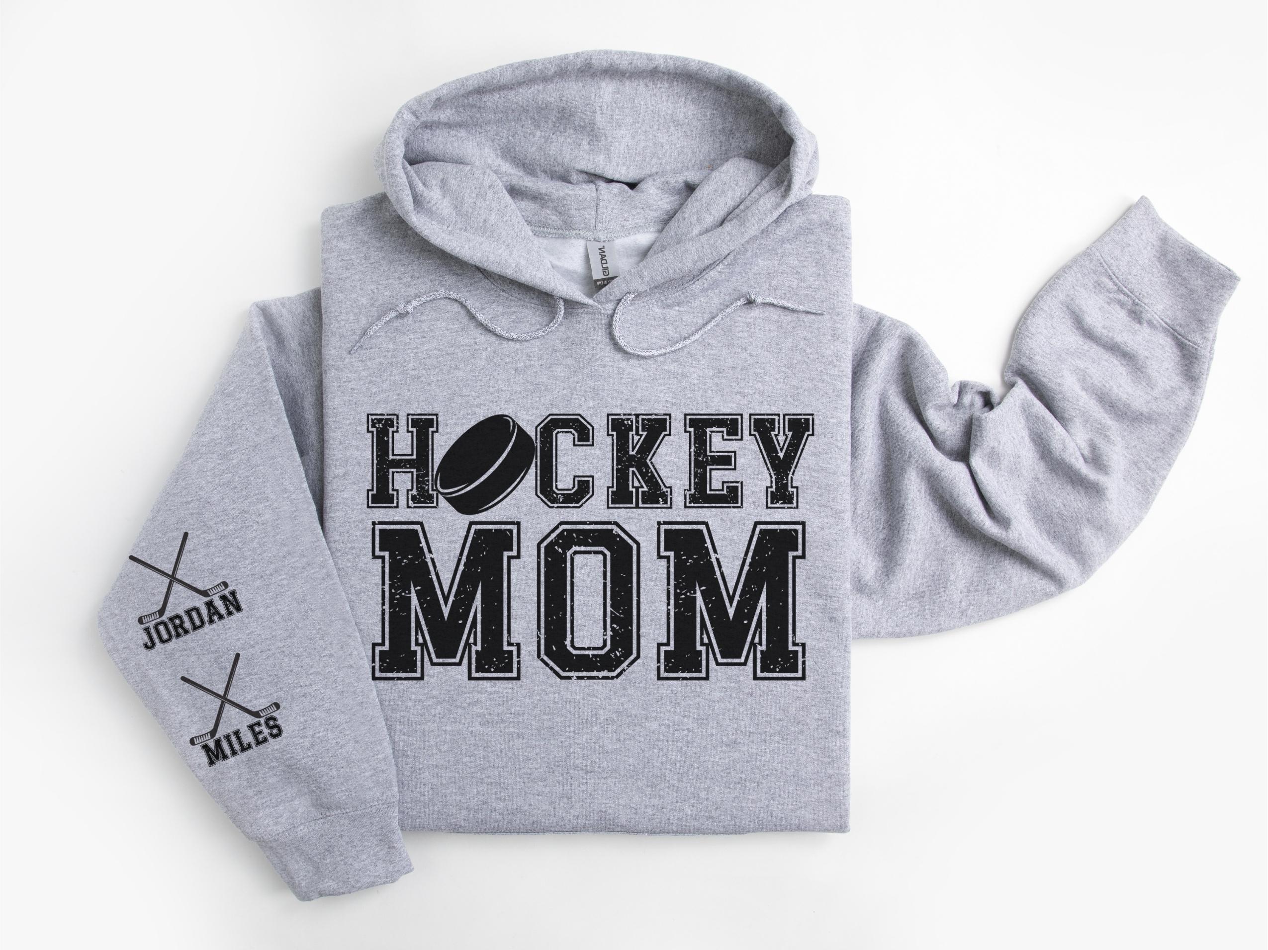 Custom Hockey Mom Sweatshirt, Personalized Sleeves, Custom Gifts for Mom, Gift for Mother's Day