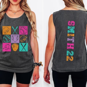 Comfort Colors® Baseball Tank Top, Baseball Mom, Personalized Women's Baseball Tank, Baseball Season, Baseball Gameday Shirt, Gifts for Her
