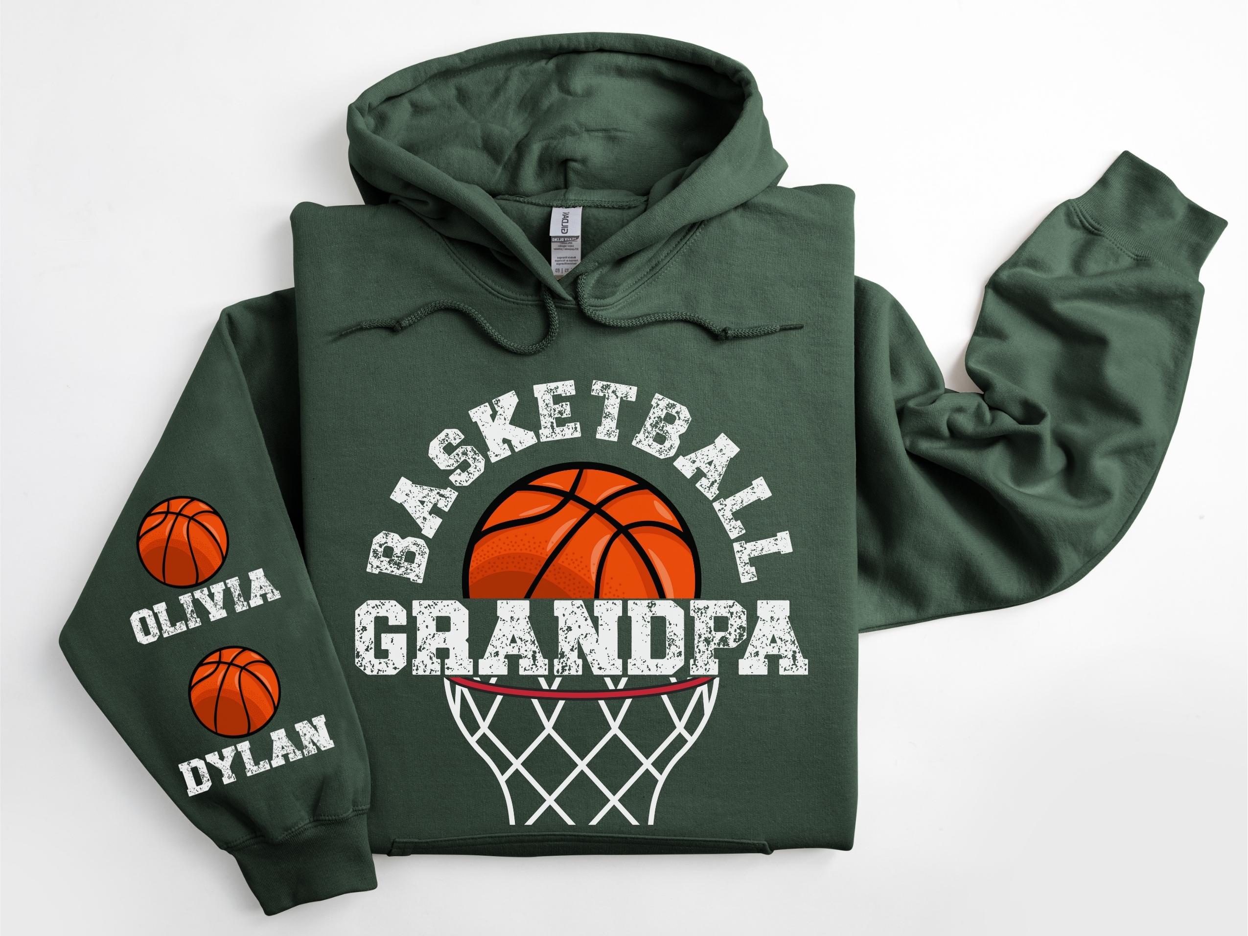 Sudadera personalizada para abuelo de baloncesto, manga con nombre