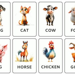 ANIMALS • 34 Montessori English-Spanish Educational Cards • Printable PDF Flashcards • Preschool Toys