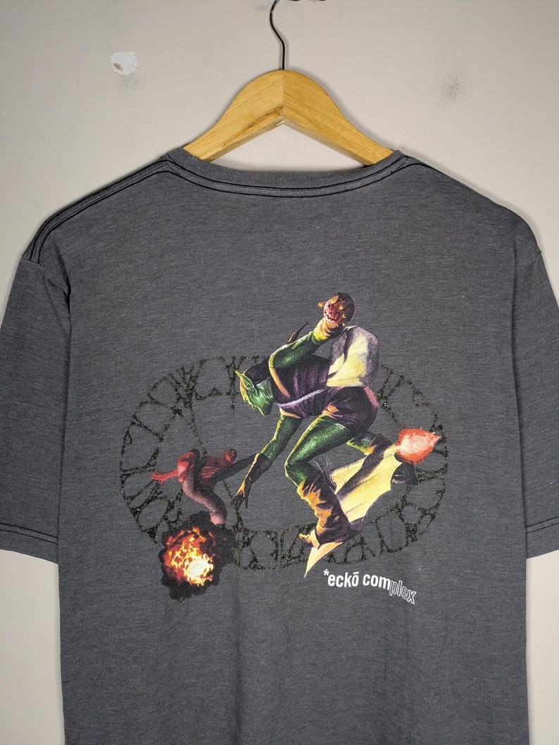 Y2K Ecko unlt. Vielschichtige Grafik Spider-Man Green Goblin T-Shirt Männer Große Comic Bild 5