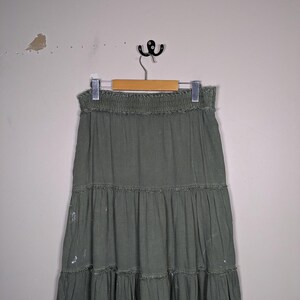 Free People Military Inspired Tiered Maxi Skirt Womens Small Green Pirate Booty image 3