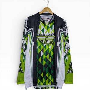Y2K Motocross Racing Jersey Longsleeve Shirt Mens Size XXL Kinetic Fly Green image 1