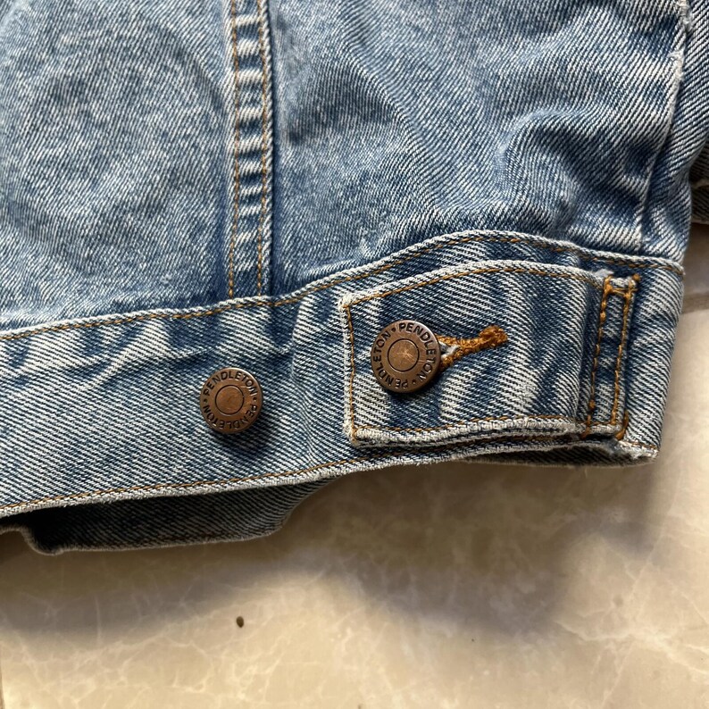 Vintage Pendleton Denim Trucker Jacket Mens Large Western Cowboy Distressed image 10
