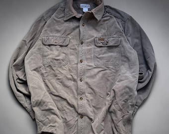 Camisa de franela de manga larga con botones y gamuza Carhartt vintage para hombre, talla grande, estilo western.