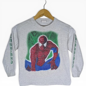 Vintage Y2K Spiderman Promotional Longsleeve T-Shirt Youth Large Sleeve Hits image 1