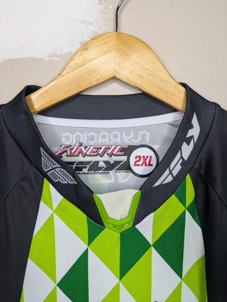 Y2K Motocross Racing Jersey Longsleeve Shirt Mens Size XXL Kinetic Fly Green image 3