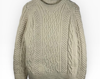 Vintage Chunky Cable Knit Sweater Fisherman Nautical Coastal Pullover Medium