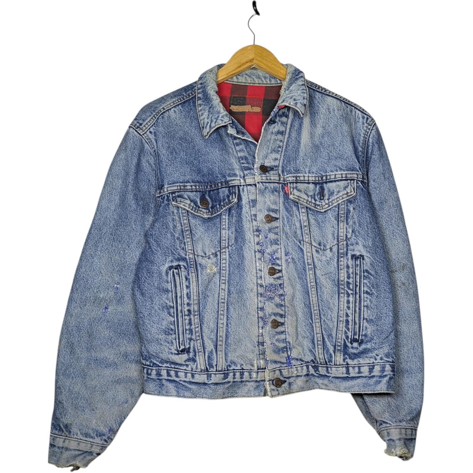 Vintage 80s Levis 70411 0816 Flannel Lined Denim Trucker Jacket 