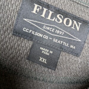 Filson Waffle Knit Thermal Crewneck Charcoal Mens Size XXL Made in Peru Pullover image 3
