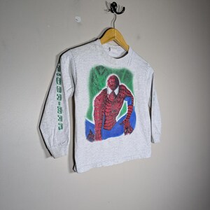 Vintage Y2K Spiderman Promotional Longsleeve T-Shirt Youth Large Sleeve Hits image 6