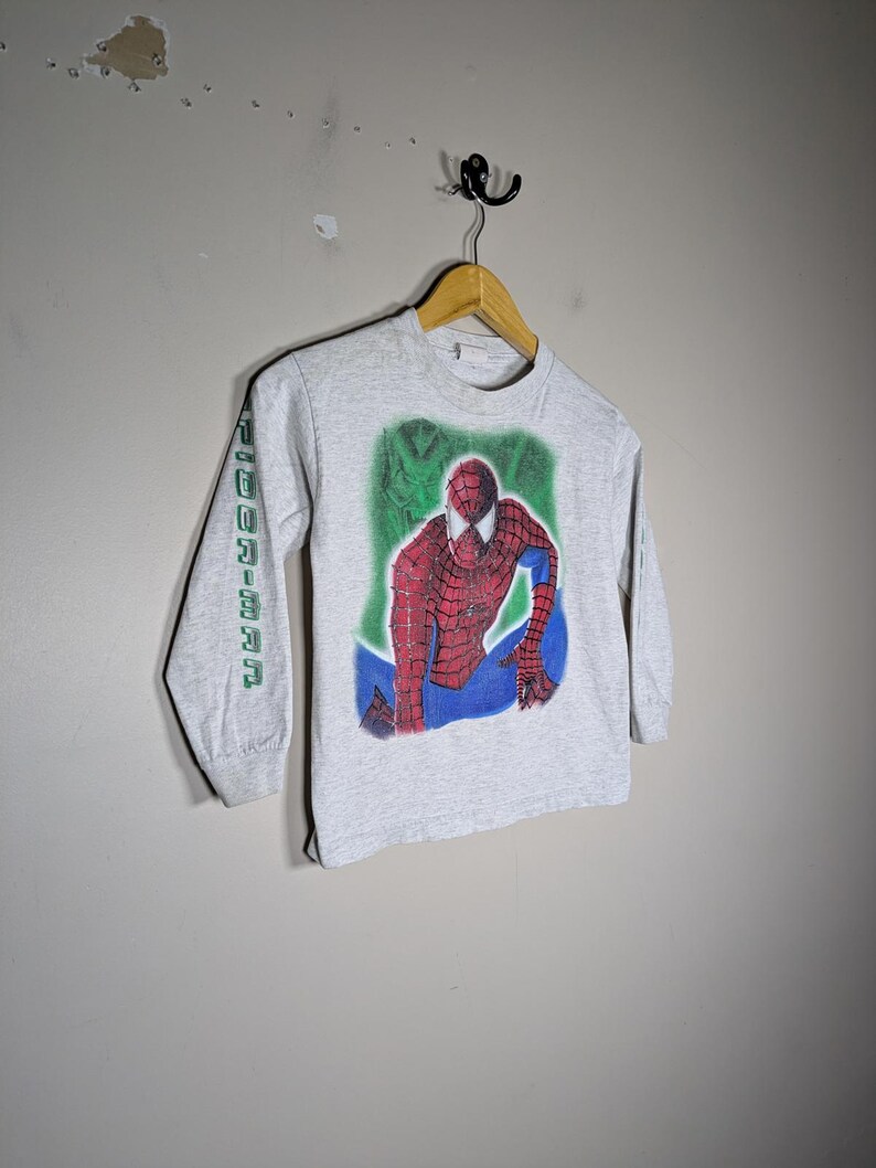 Vintage Y2K Spiderman Promotional Longsleeve T-Shirt Youth Large Sleeve Hits image 6