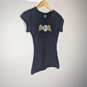 Vintage Y2K Von Dutch Flying Eye Ball Baby Tee Size Small T-Shirt Skater Grunge Black image 6