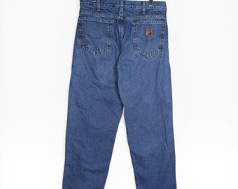 Pantalones vaqueros Carhartt vintage de mezclilla con forro de franela B172-DST, corte recto relajado, talla 30x30.