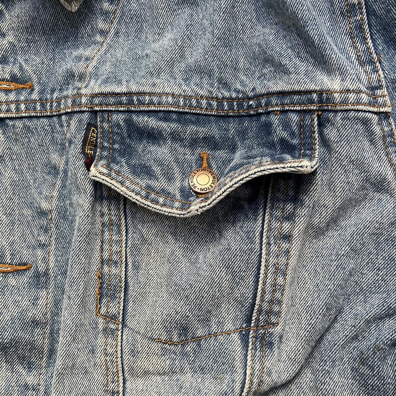 Vintage Pendleton Denim Trucker Jacket Mens Large Western Cowboy Distressed image 4