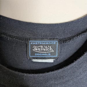 Vintage Y2K Von Dutch Flying Eye Ball Baby Tee Size Small T-Shirt Skater Grunge Black image 3