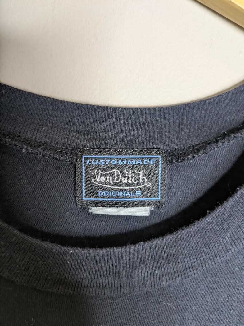 Vintage Y2K Von Dutch Flying Eye Ball Baby Tee Size Small T-Shirt Skater Grunge Black image 3