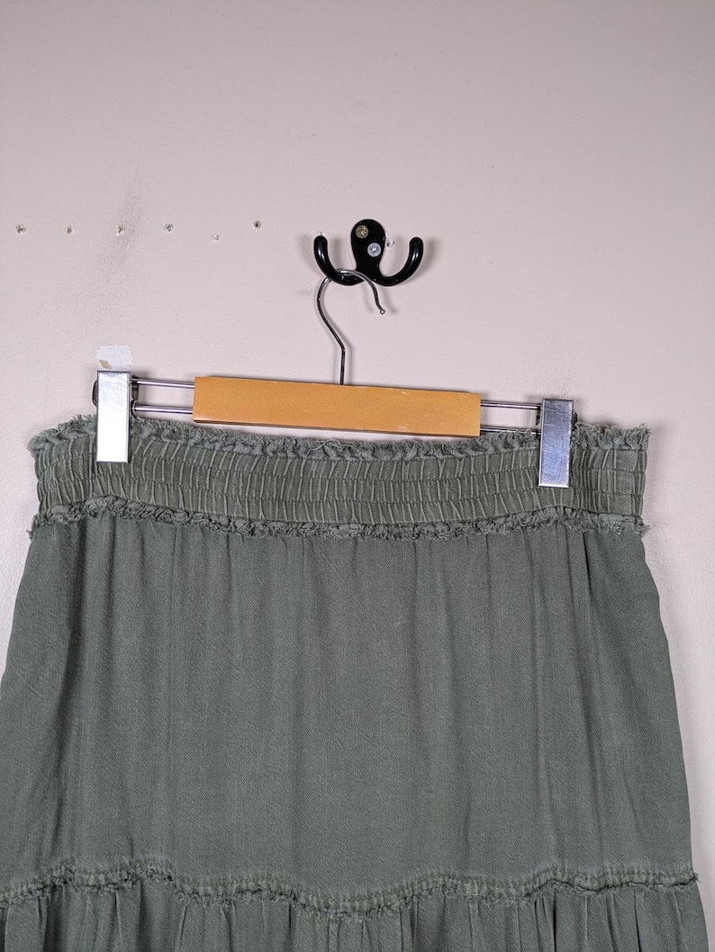 Free People Military Inspired Tiered Maxi Skirt Womens Small Green Pirate Booty image 6