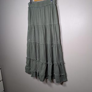 Free People Military Inspired Tiered Maxi Skirt Womens Small Green Pirate Booty image 5