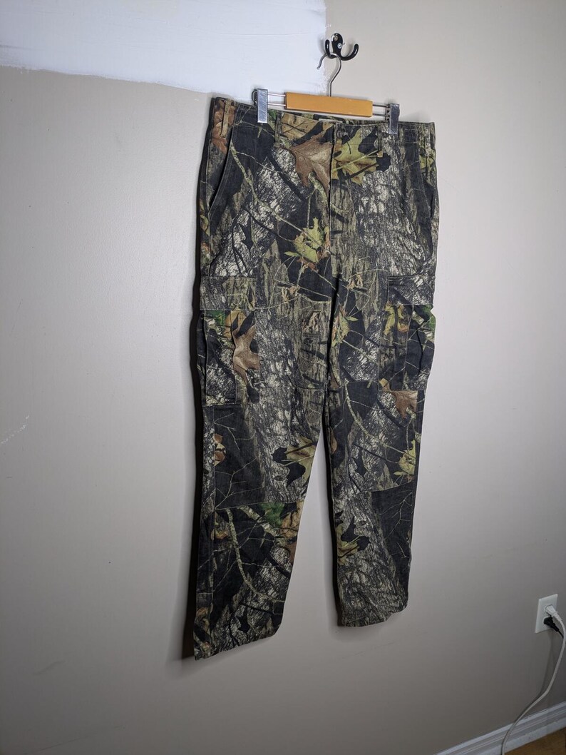 Vintage bemoste eiken camoflauge dubbele knie cargobroek maat 36 x 32 in Gorpcore afbeelding 5