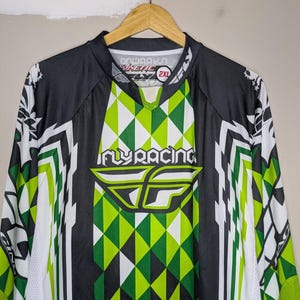 Y2K Motocross Racing Jersey Longsleeve Shirt Mens Size XXL Kinetic Fly Green image 2