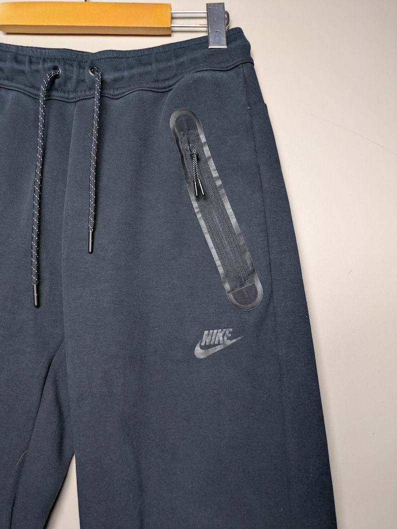 Nike Tech Fleece Style Joggers Black Cinch Cuff Sportswear Mens XS Streetwear image 2