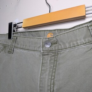Mens Carhartt 100272 Relaxed Fit Canvas Cargo Work Pants Size 34x30 Green Rugged image 7