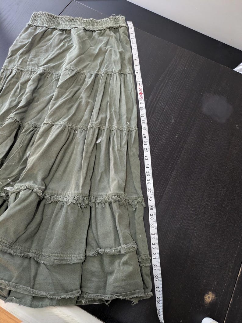 Free People Military Inspired Tiered Maxi Skirt Womens Small Green Pirate Booty image 10
