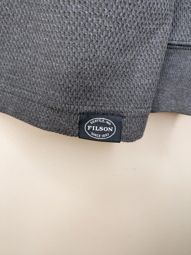 Filson Waffle Knit Thermal Crewneck Charcoal Mens Size XXL Made in Peru Pullover image 4