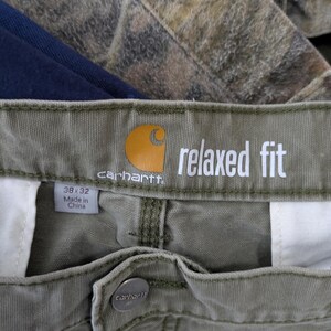 Mens Carhartt 100272 Relaxed Fit Canvas Cargo Work Pants Size 34x30 Green Rugged image 2