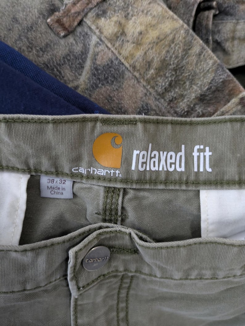 Mens Carhartt 100272 Relaxed Fit Canvas Cargo Work Pants Size 34x30 Green Rugged image 2