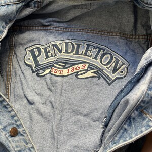 Vintage Pendleton Denim Trucker Jacket Mens Large Western Cowboy Distressed image 2
