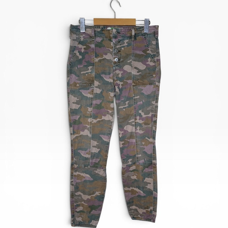 Anthropologie The Wanderer Camo Cargo Pants Slim Straight Utility 29 Green Capri Womens image 1