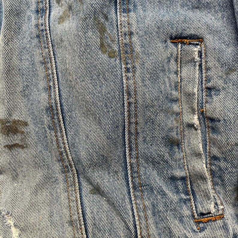 Vintage Pendleton Denim Trucker Jacket Mens Large Western Cowboy Distressed image 9