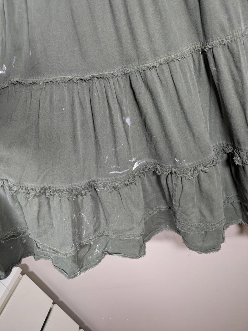 Free People Military Inspired Tiered Maxi Skirt Womens Small Green Pirate Booty image 7