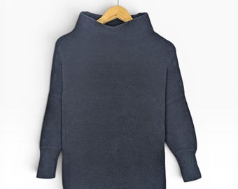 Free People-sweater dames kleine zwarte Ottomaanse tuniek geribbelde trui minimalistisch