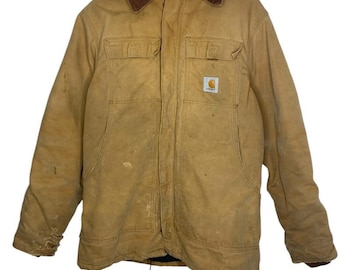 Chaqueta Arctic Carhartt vintage de los años 90 en color tostado, talla mediana, capucha extraíble y forro acolchado