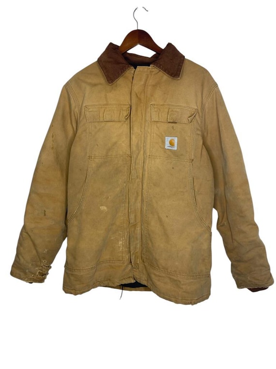 Vintage 90s Tan Carhartt Arctic Jacket Size Medium Removable Hood