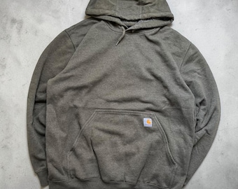 Sudadera de trabajo Carhartt Retro Heavyweight talla grande, holgada, con capucha, color gris.