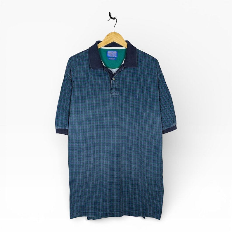 Vintage 90s Pendleton Tartan Plaid Short Sleeve Polo Shirt Mens XL Canada Made image 1
