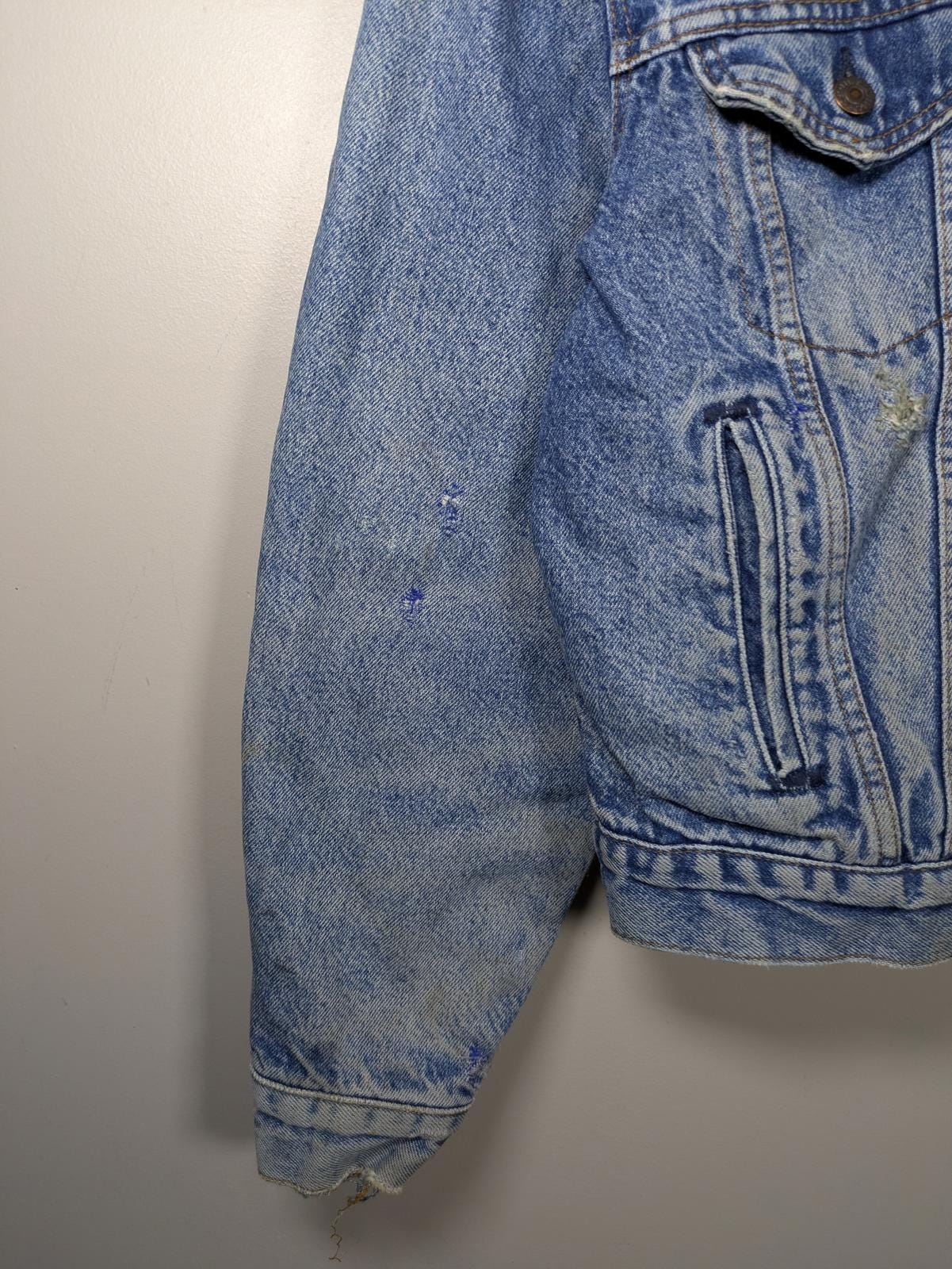 Vintage 80s Levis 70411 0816 Flannel Lined Denim Trucker Jacket 