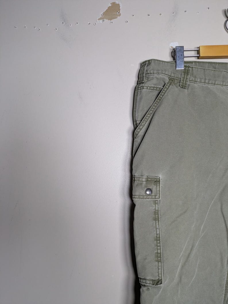 Mens Carhartt 100272 Relaxed Fit Canvas Cargo Work Pants Size 34x30 Green Rugged image 6