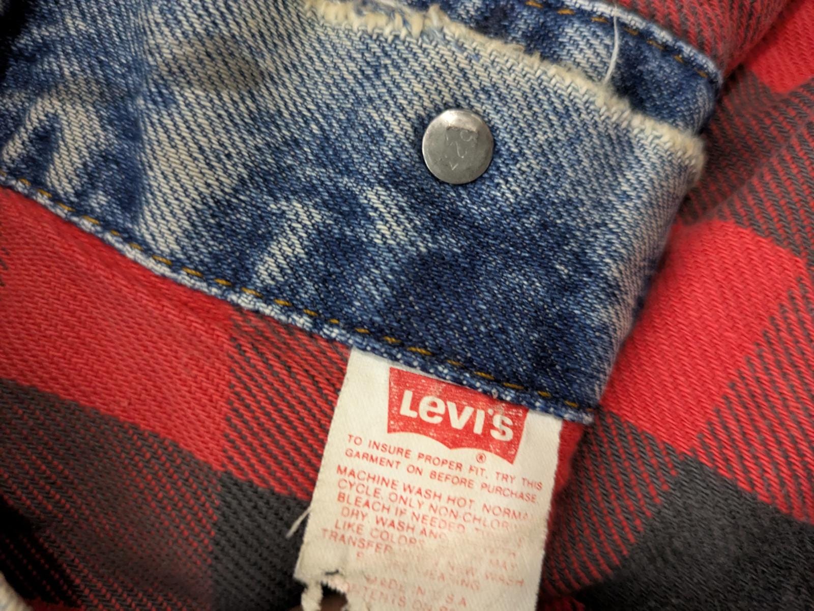 Vintage 80s Levis 70411 0816 Flannel Lined Denim Trucker Jacket 