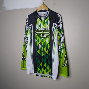 Y2K Motocross Racing Jersey Longsleeve Shirt Mens Size XXL Kinetic Fly Green image 5