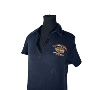 Polo vintage Harley Davidson à col en V, style motard grunge, taille L