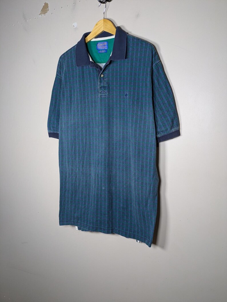 Vintage 90s Pendleton Tartan Plaid Short Sleeve Polo Shirt Mens XL Canada Made image 6
