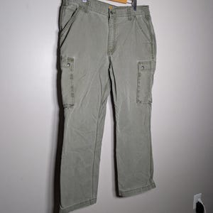 Mens Carhartt 100272 Relaxed Fit Canvas Cargo Work Pants Size 34x30 Green Rugged image 5